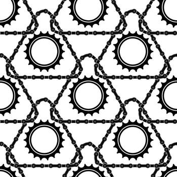 Different Bicycle Chain Frames Seamless Black Pattern Isolated on White Background vector
