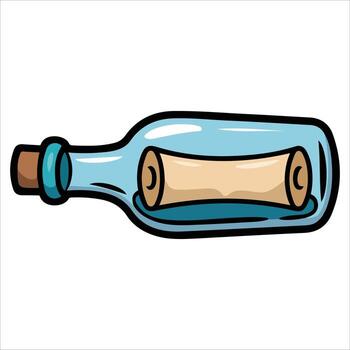 antiguo Desplazarse dentro vaso botella náutico mensaje gráfico vector