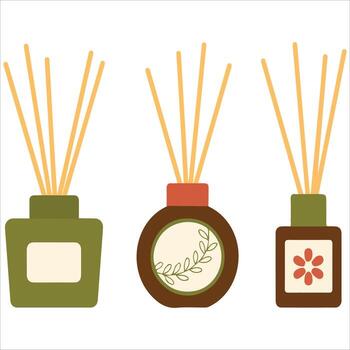 Essential oil diffuser set modern aromatherapy device vector