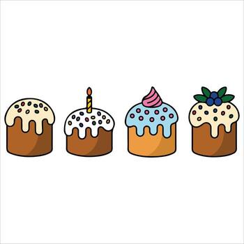 Festive Easter desserts with icing sweets vector