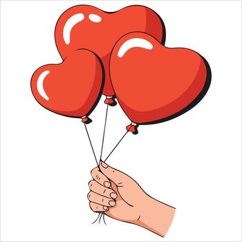 Red love balloons floating isolated vector