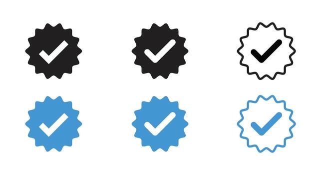 Tick mark set with zigzag effect isolated on white background vector