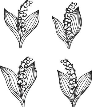 Hand drawn lily of the valley plants are arranged in a repeated pattern, perfect for creating backgrounds. vector