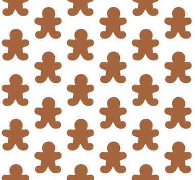 Seamless patterns of flat colored ginger bread isolated on white background vector
