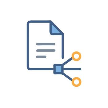 a document with scissors and a paper vector