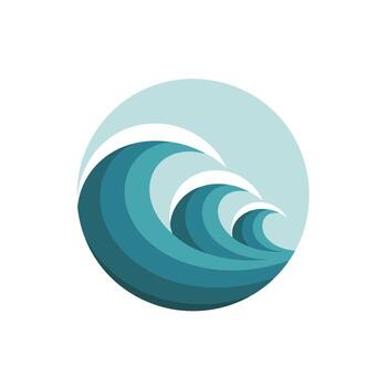 Abstract Circular Wave Design with Teal and White Accents Creating a Sense of Ocean vector