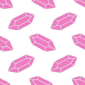 seamless pattern with pink crystals isolated on white background. Modern and magical design for textile, wrapping, and stylish decor. Witchcraft pattern. vector