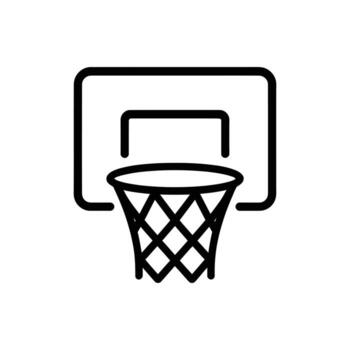 Black outline of a basketball hoop with net isolated on white background vector