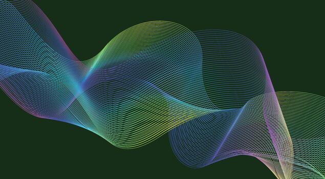 Blend Curved Wavy Lines Background Green Cyan Colorful Gradient Design Abstract Illustration vector