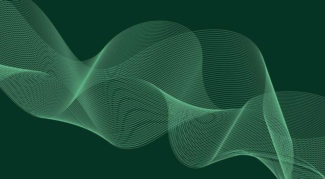Blend Curved Wavy Lines Background Green Cyan Color Design Abstract Illustration vector
