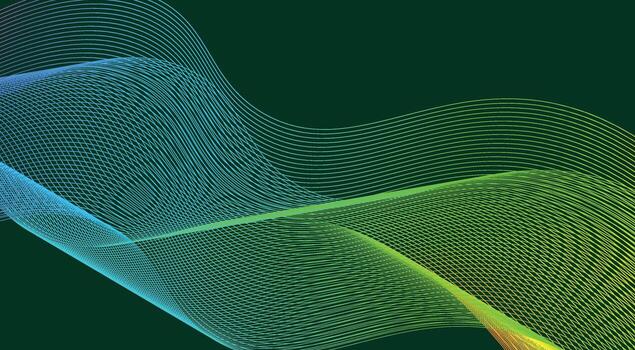 Wavy Blend Curved Lines Background Design Green Cyan Colorful Gradient Abstract Illustration vector