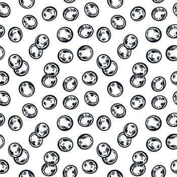 Seamless pattern of viburnum berries. Berries of different sizes, hand-drawn in ink and translated into . The pattern is suitable for printing on fabric, for product packaging design vector