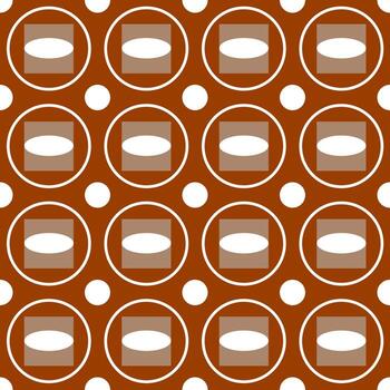 Seamless geometric pattern with circles and squares on an orange background vector