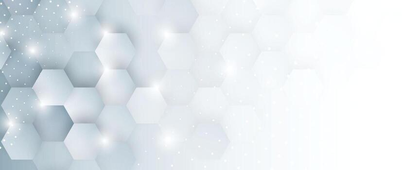 abstract hexagon background with white lights vector