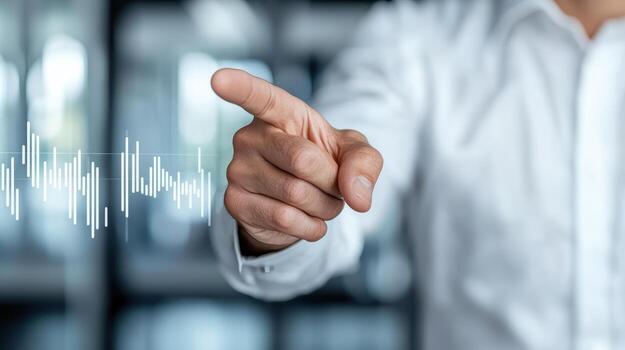 Pointing hand sound wave business presentation technology communication analysis professional photo