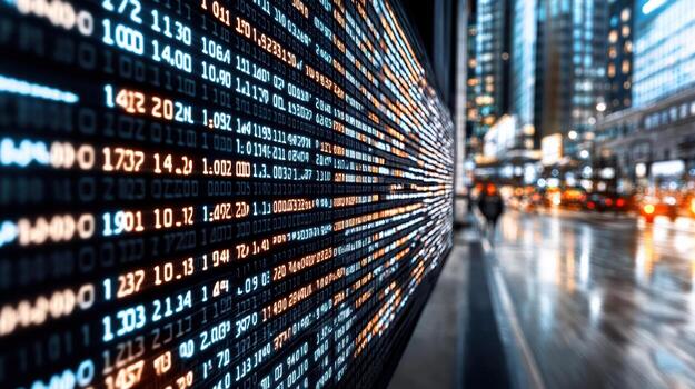 Digital data display reflecting economic trends and market fluctuations photo