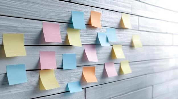 Post-it notes on a wall photo