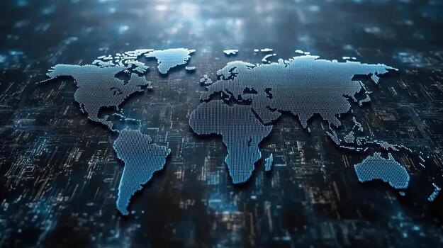 World map on a digital background photo