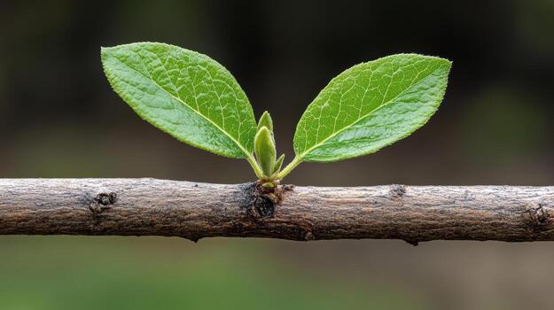 A young tree branch with leaves growing from it photo
