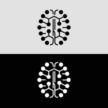 Artificial intelligence brain logo design for technology company and science project vector