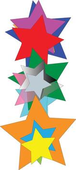 Vibrant Stack of Colorful Stars Overlapping in a Joyful and Festive White Background - Professional digital artwork with vibrant colors and detailed composition vector