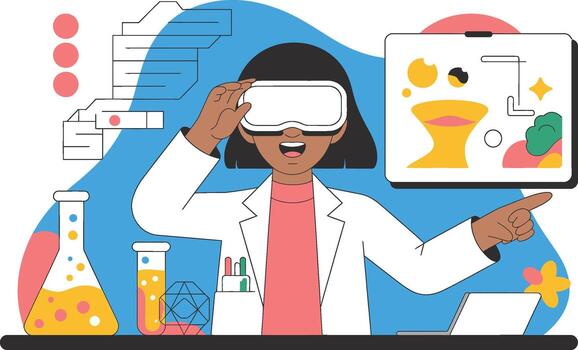 Scientist Using VR for Research and Discovery vector