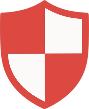 Flat Geometric Red Shield Icon with Quadrants Sign Shape Element vector