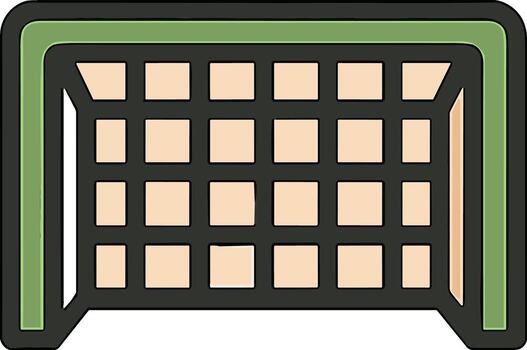 Simple Outline Green Soccer Goal Object Icon with Net and Frame vector