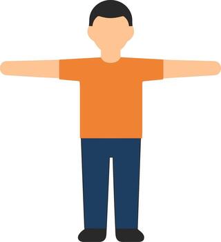 plano ilustración persona con brazos extendido en pie en un pose en t estilo vector