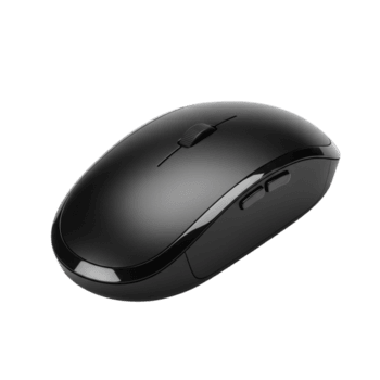 strak zwart draadloze computer muis met rol wiel en kant toetsen Aan schoon wit achtergrond png