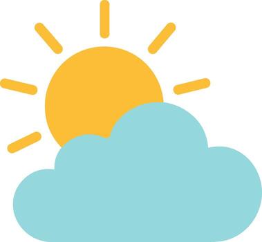 Flat Style Simple Sun Behind Cloud Weather Element Icon Design vector