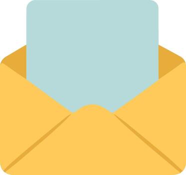 plano sencillo abierto sobre con letra comunicación y notificación icono vector