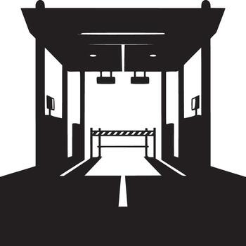 A black silhouette of a jet fighter airplane centered within a circular target grid design element vector