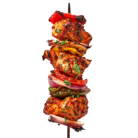 Bohnenkraut Hähnchen Schaschlik Kebab mit gegrillt Gemüse angezeigt auf transparent Hintergrund png