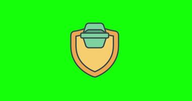 vérifié participation badge animation avec bouclier et vérifier marque symbole pour réutilisable emballage dépôt revenir schème durabilité éco amical restaurant nourriture livraison campagne video