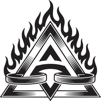 Intense monogram logo with dynamic flames for striking branding, a bold icon design element vector