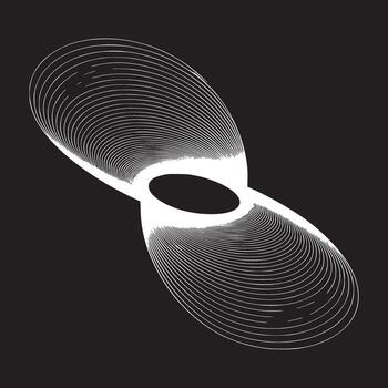 Abstract design featuring two overlapping oval shapes formed by thin white lines on a black background vector