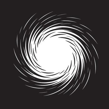 A swirling vortex of white lines converging towards a bright center on a stark black background art vector