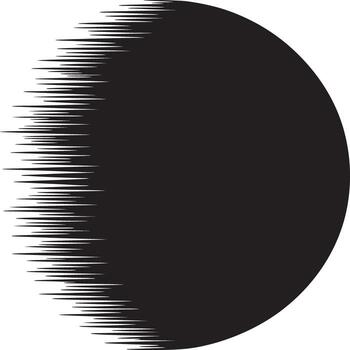 Abstract black circle with horizontal lines on the left side on a white background minimalist design vector