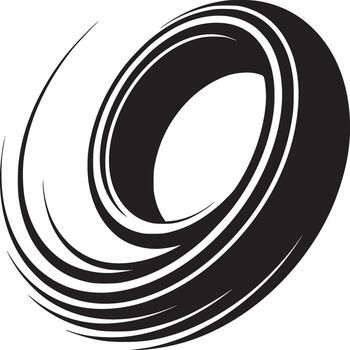 Abstract black and white illustration of a swirling vortex shape with curved lines design element vector