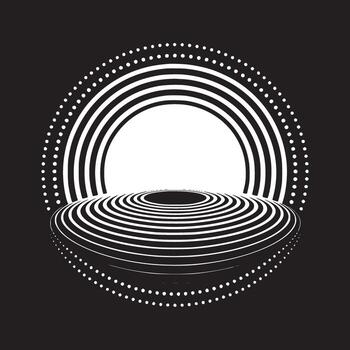 Abstract black and white concentric circles with dots creating a portal like appearance vector