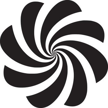 Abstract swirl pattern with alternating black and white curved shapes in a circular arrangement vector