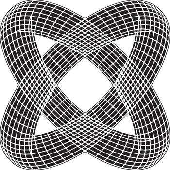 Abstract design featuring a black and white grid pattern forming an infinity loop on a white background vector