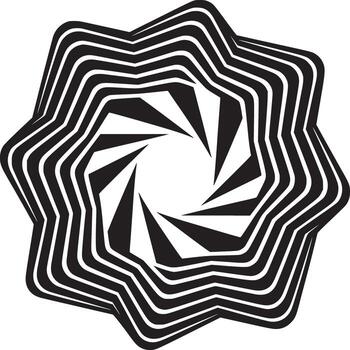 Abstract black and white star shape with striped pattern and triangular center design element art vector