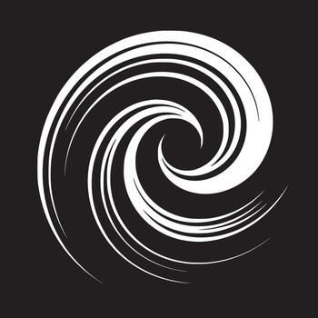 White swirl pattern against a black background creating a spiral design and abstract illustration vector