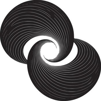 Abstract black and white circular design with swirling lines creating a vortex optical illusion effect vector