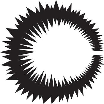 Abstract black and white image of a circular shape with sharp triangular edges against a white background vector