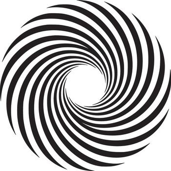 un circular modelo con negro y blanco rayas en espiral interior hacia un central blanco vórtice punto vector