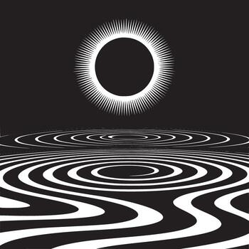 resumen negro y blanco imagen presentando un radiante circulo encima concéntrico ondulado líneas modelo vector