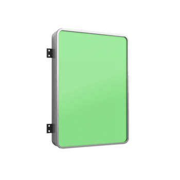 Illuminated blank light box with green screen against a featureless canvas for signage display png